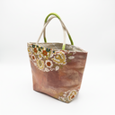 Golden Elegance obi handbag made from a vintage Japanese obi, with a large gold and blue-green flower medallion, view 6