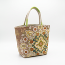 Golden Elegance obi handbag made from a vintage Japanese obi, with a large gold and blue-green flower medallion, view 4