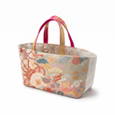 Opulent Brocade obi handbag made from a vintage Japanese obi, with a taiko drum, clouds and chrysanthemums