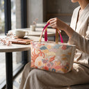 Opulent Brocade obi handbag made from a vintage Japanese obi, with a taiko drum, clouds and chrysanthemums, view 3
