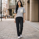 Snow Flower Kimono Pocket T-Shirt with a pocket of a vintage shiro-muku wedding kimono, woven with scattered cherry blossoms, view 5