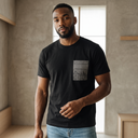 Sacred Stitch Ed. 01 Kimono Pocket T-Shirt with a pocket of vintage Oshima tsumugi silk in a black and cream crosshatch weave, view 3