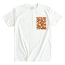 Floral Harmony Ed. 011 Kimono Pocket T-Shirt with a pocket of vintage kimono silk, with autumn grasses and blossoms on warm rust, view 3