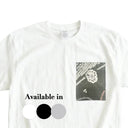 Kyoto Mood Kimono Pocket T-Shirt with a pocket of vintage kimono silk, with a charcoal kanoko fawn-spot pattern, view 2