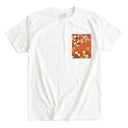 Floral Harmony Ed. 01 Kimono Pocket T-Shirt with a pocket of vintage kimono silk, with plum, bellflower and wisteria blossoms, view 3