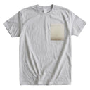 Snow Blossom Kimono Pocket T-Shirt with a pocket of vintage kimono silk, with an ivory sayagata key-fret and soft florals, view 8