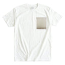 Snow Blossom Kimono Pocket T-Shirt with a pocket of vintage kimono silk, with an ivory sayagata key-fret and soft florals, view 3