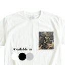 Black Tiger Ed. 08 Kimono Pocket T-Shirt with a pocket of vintage Nishijin-ori kimono silk, with a gold tiger, bamboo and peony on black, view 2
