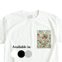 Rose Grace Ed. 02 Kimono Pocket T-Shirt with a pocket of vintage kimono silk, with Taisho-style roses in red, gold and blue, view 2
