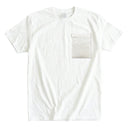 Snow Flower Kimono Pocket T-Shirt with a pocket of a vintage shiro-muku wedding kimono, woven with scattered cherry blossoms, view 6