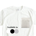 Snow Crane Kimono Pocket T-Shirt with a pocket of a vintage shiro-muku wedding kimono, woven with an ivory crane, a symbol of long life, view 2