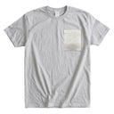 Fuji Breeze Kimono Pocket T-Shirt with a pocket of a vintage shiro-muku wedding kimono, woven with white plum blossoms, view 8