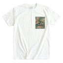 Old Town Ed. 01 Kimono Pocket T-Shirt with a pocket of vintage kimono silk in a yosegire patchwork of blossoms and checks, view 3
