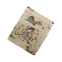 Beige Fujin & Raijin Ed. 02 Kimono Pocket T-Shirt with a pocket of vintage Nishijin-ori kimono silk, with the wind god Fujin and thunder god Raijin among clouds