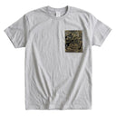 Black & Gold Dragon Ed. 01 Kimono Pocket T-Shirt with a pocket of vintage Nishijin-ori kimono silk, with a coiling gold dragon on black, view 5