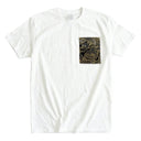 Black & Gold Dragon Ed. 01 Kimono Pocket T-Shirt with a pocket of vintage Nishijin-ori kimono silk, with a coiling gold dragon on black, view 3