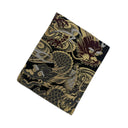 Black & Gold Dragon Ed. 02 Kimono Pocket T-Shirt with a pocket of vintage Nishijin-ori kimono silk, with a coiling gold dragon on black