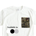 Black & Gold Dragon Ed. 02 Kimono Pocket T-Shirt with a pocket of vintage Nishijin-ori kimono silk, with a coiling gold dragon on black, view 2