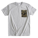 Black & Gold Dragon Ed. 03 Kimono Pocket T-Shirt with a pocket of vintage Nishijin-ori kimono silk, with a coiling gold dragon on black, view 5