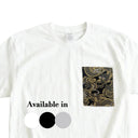 Black & Gold Dragon Ed. 03 Kimono Pocket T-Shirt with a pocket of vintage Nishijin-ori kimono silk, with a coiling gold dragon on black, view 2