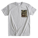 Black & Gold Dragon Ed. 05 Kimono Pocket T-Shirt with a pocket of vintage Nishijin-ori kimono silk, with a coiling gold dragon on black, view 5