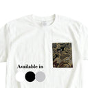 Black & Gold Dragon Ed. 06 Kimono Pocket T-Shirt with a pocket of vintage Nishijin-ori kimono silk, with a coiling gold dragon on black, view 2