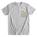 Ivory Four Guardian Beasts Ed. 02 Kimono Pocket T-Shirt with a pocket of vintage Nishijin-ori kimono silk, with the four guardian beasts: tiger, phoenix, tortoise and dragon, view 5