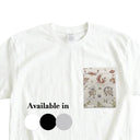 Ivory Four Guardian Beasts Ed. 02 Kimono Pocket T-Shirt with a pocket of vintage Nishijin-ori kimono silk, with the four guardian beasts: tiger, phoenix, tortoise and dragon, view 2