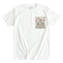 Ivory Four Guardian Beasts Ed. 02 Kimono Pocket T-Shirt with a pocket of vintage Nishijin-ori kimono silk, with the four guardian beasts: tiger, phoenix, tortoise and dragon, view 3
