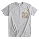 Ivory Four Guardian Beasts Ed. 03 Kimono Pocket T-Shirt with a pocket of vintage Nishijin-ori kimono silk, with the four guardian beasts: tiger, phoenix, tortoise and dragon, view 5