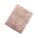 Pink Lucky Treasures Ed. 01 Kimono Pocket T-Shirt with a pocket of vintage Nishijin-ori kimono silk, with lucky treasures, fans and plum blossoms on pink