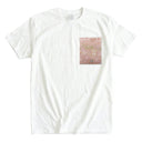 Pink Lucky Treasures Ed. 01 Kimono Pocket T-Shirt with a pocket of vintage Nishijin-ori kimono silk, with lucky treasures, fans and plum blossoms on pink, view 3