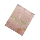 Pink Lucky Treasures Ed. 02 Kimono Pocket T-Shirt with a pocket of vintage Nishijin-ori kimono silk, with lucky treasures, fans and plum blossoms on pink