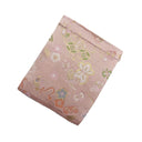 Pink Lucky Treasures Ed. 04 Kimono Pocket T-Shirt with a pocket of vintage Nishijin-ori kimono silk, with lucky treasures, fans and plum blossoms on pink