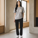 Fuji Breeze Kimono Pocket T-Shirt with a pocket of a vintage shiro-muku wedding kimono, woven with white plum blossoms, view 5