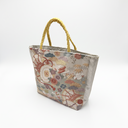 Ethereal Weave obi handbag made from a vintage Japanese obi, with a taiko drum, clouds and chrysanthemums