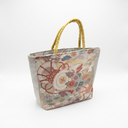 Ethereal Weave obi handbag made from a vintage Japanese obi, with a taiko drum, clouds and chrysanthemums, view 4