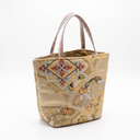 Sacred Brocade obi handbag made from a vintage Japanese obi, with floral roundels and scrolling vines, view 5