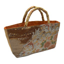 Amber Phoenix obi bag made from a vintage Japanese obi, with a phoenix among peonies and chrysanthemums on amber and silver, view 2