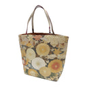 Bamboo Harmony obi bag made from a vintage Japanese obi, with bamboo, pine and plum blossoms and golden chrysanthemums