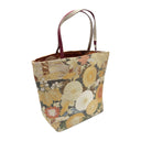 Bamboo Harmony obi bag made from a vintage Japanese obi, with bamboo, pine and plum blossoms and golden chrysanthemums, view 2