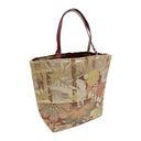 Bamboo Harmony obi bag made from a vintage Japanese obi, with bamboo, pine and plum blossoms and golden chrysanthemums, view 4