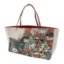 Crest Collage obi bag made from a vintage Japanese obi, with scattered crests, plum blossoms, pine roundels and zigzag panels, view 3