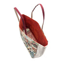 Crest Collage obi bag made from a vintage Japanese obi, with scattered crests, plum blossoms, pine roundels and zigzag panels, view 5