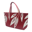 Crimson Leaves obi bag made from a vintage Japanese obi, with large white and pale grey stylized leaves on deep red, view 3