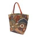 Golden Kikko obi bag made from a vintage Japanese obi, with cranes, pines and chrysanthemums over golden hexagons