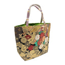 Golden Phoenix obi bag made from a vintage Japanese obi, with a golden phoenix among peonies and chrysanthemums, view 2