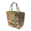 Golden Phoenix obi bag made from a vintage Japanese obi, with a golden phoenix among peonies and chrysanthemums, view 3