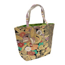 Golden Phoenix obi bag made from a vintage Japanese obi, with a golden phoenix among peonies and chrysanthemums, view 4