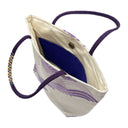 Lavender Waves obi bag made from a vintage Japanese obi, with purple and lilac seigaiha waves on silver, view 5